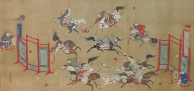 Tartaren spelen polo, begin 18e eeuw door Kano Eisen
