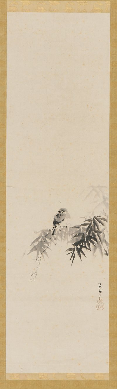 Vogel op een bamboetak door Kanō Tan’yū