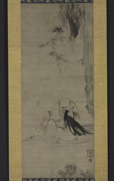 Choyo: Monnik die naait onder de ochtendzon, ca. 1350 of eerder door Kaō