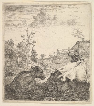 De koe en het kalf, 17e eeuw door Karel Du Jardin