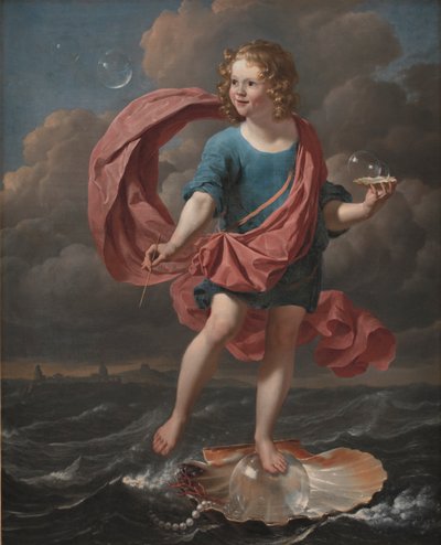 Jongen die zeepbellen blaast. Allegorie op de vergankelijkheid en de kortstondigheid van het leven door Karel Dujardin
