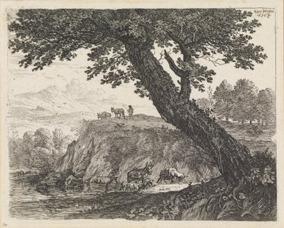 Landschap met twee muilezeldrijvers door Karel Dujardin