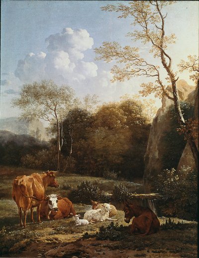Het dierenbos bij een stroom door Karel Dujardin