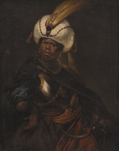 Een man met een tulband en harnas door Karel van III Mander