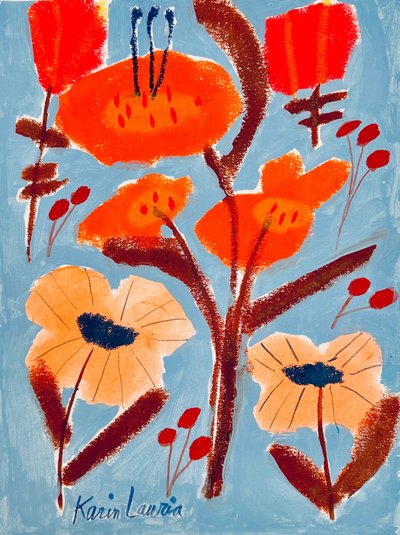 Levendig bloemenmotief door Karin Lauria
