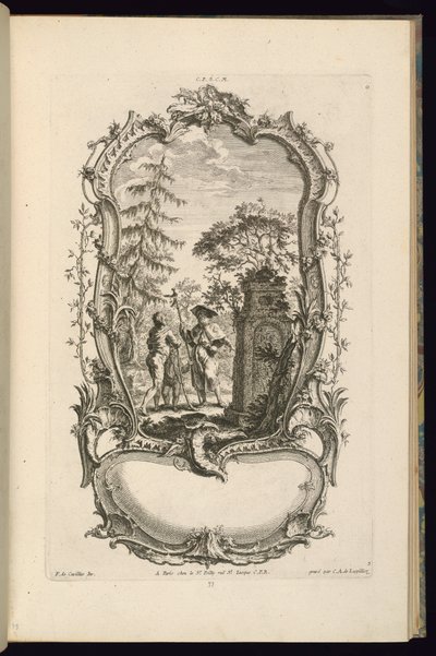 Ontwerp voor een cartouche met grote en kleine compartimenten door Karl Albert von Lespilliez