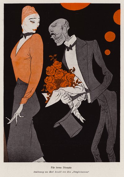 Voor trouwe dienst - de gevolgen van syfilis (kleurenlitho) door Karl Arnold