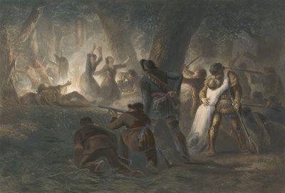 Bevrijding van de Dochters van Daniel Boone en Richard Callaway, gepubliceerd 1852 door Karl Bodmer