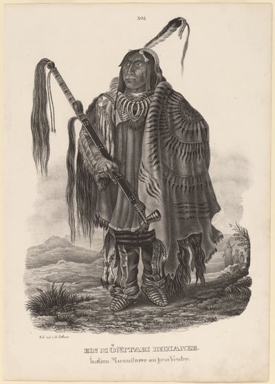 Een Monitari Indiaan door Karl Bodmer