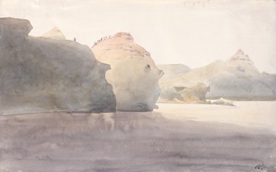 Rotsformaties aan de bovenloop van de Missouri door Karl Bodmer