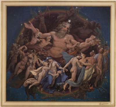 Berlijn. Altes Museum aan de Lustgarten. Ontwerp voor de muurschildering „Uranus en de dans van de sterren“ door Karl Friedrich Schinkel