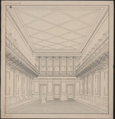 Berlijn. Schauspielhaus aan de Gendarmenmarkt, concertzaal. Aanzicht door Karl Friedrich Schinkel