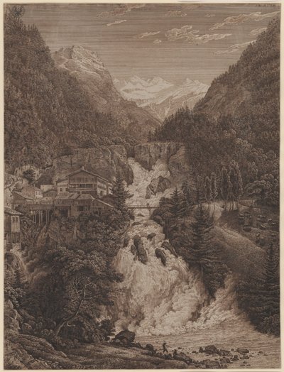 De waterval bij Wildbad Gastein door Karl Friedrich Schinkel