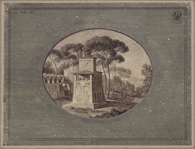 ‘Melkerij in het dennenbos van Villa Borghese bij Rome’ / Het Casa Cenci in het park van Villa Borghese in Rome door Karl Friedrich Schinkel