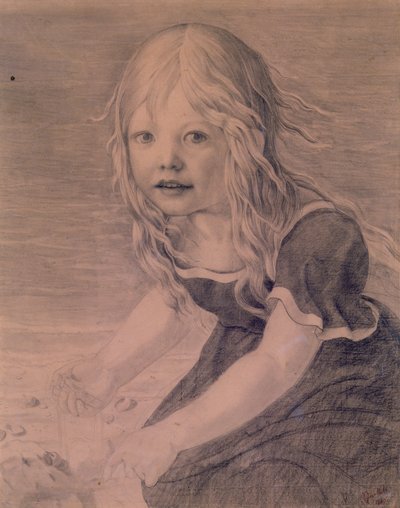 Portret van de dochter van de kunstenaar, Marie, aan de kust door Karl Friedrich Schinkel