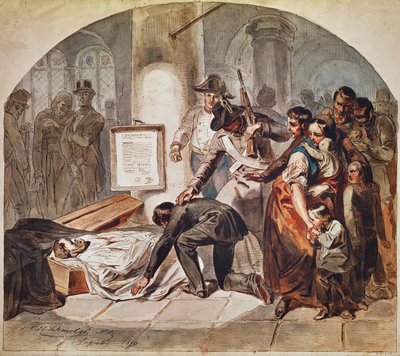 Begrafenis van de democratische Robert Blum, doodgeschoten in oktober 1848 in Wenen door Karl Hermann Schmolze
