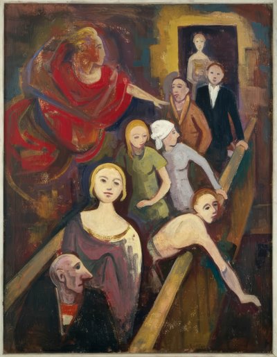 Op de trap met engel door Karl Hofer