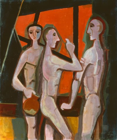 Drie mannen in de kamer door Karl Hofer