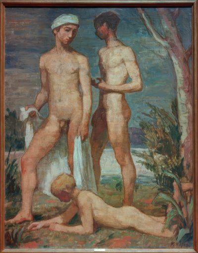 Drie badende jongelingen door Karl Hofer
