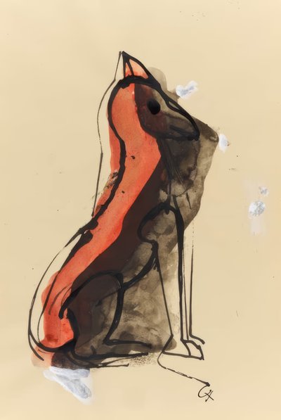 Fabelachtig dier - rood door Karl Hofer