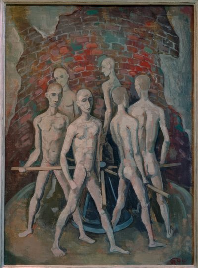 Gevangenen aan het wiel door Karl Hofer