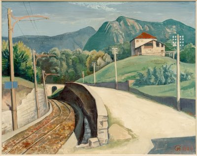 Landschap bij Cappella in Graubünden door Karl Hofer