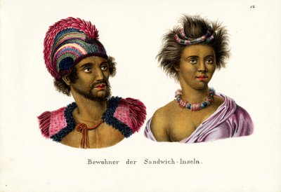 Mensen van Hawaï, 1824 door Karl Joseph Brodtmann