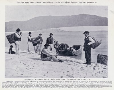 Donegal vissersvolk dat de Curragh of Coracle gebruikt (zwart-wit foto) door Karl Karlovich Piratsky