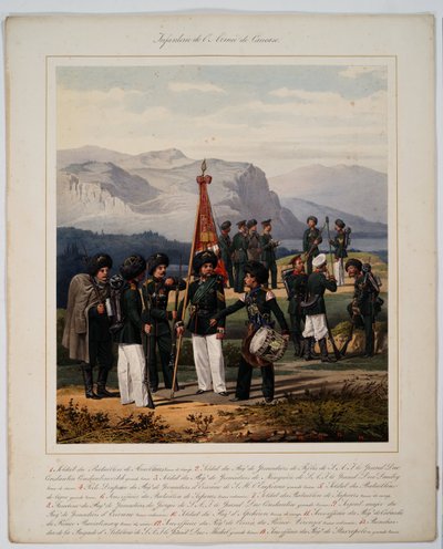 Infanterie van het Russische Kaukasusleger door Karl Karlovich Piratsky