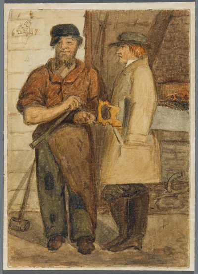 Twee steenwerkers, 1864 door Karl L.H. Mueller