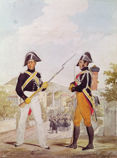 Politieagenten van de Garde des Consuls in uniform door Karl Loeillot Hartwig