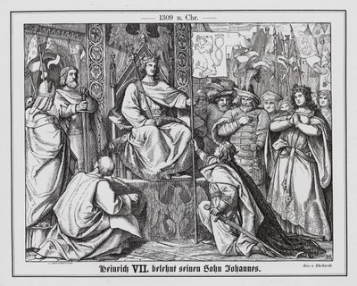 Koning Hendrik VII van Duitsland roept zijn zoon Jan van Bohemen terug door Karl Ludwig Adolf Ehrhardt