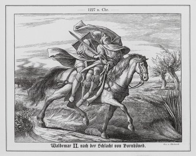 Valdemar II, koning van Denemarken, na de Slag bij Bornhoved door Karl Ludwig Adolf Ehrhardt