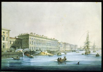 Uitzicht op de paleiskade in Sint-Petersburg door Karl Pavlovich Beggrov