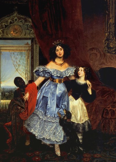 Portret van Gravin Julia Samoilova met haar stiefdochter Amazillia Pacini en zwarte jongen, 1832-1834 door Karl Pavlovich Bryullov