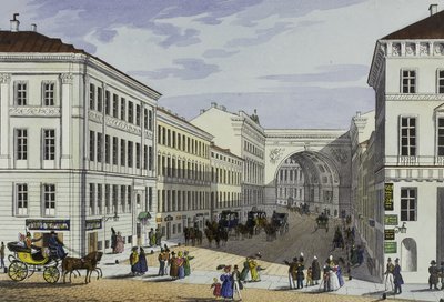Millionnaya-straat en Kotomin-huis in Sint-Petersburg, eerste helft van de 19e eeuw door Karl Petrovich Beggrov