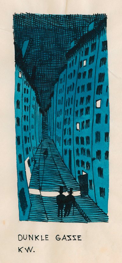 Donkere steeg, c.1922 door Karl Wiener