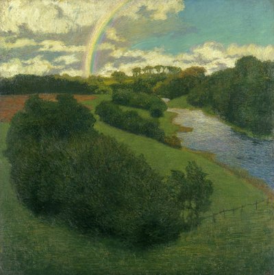 Landschap met een regenboog in Alster door Karl Wilhelm Arthur Illies