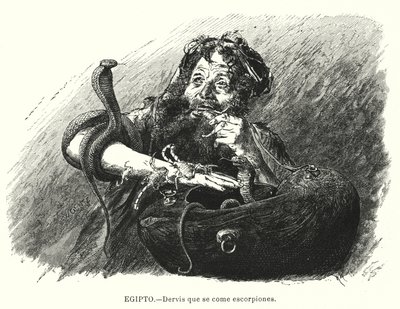 Dervish die schorpioenen eet, Egypte door Karl Wilhelm Gentz