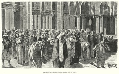 Middaggebeden in Asyut, Egypte door Karl Wilhelm Gentz