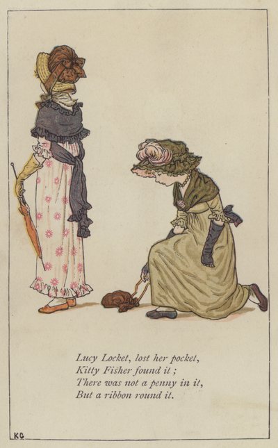 Lucy Locket, verloor haar zak (kleur litho) door Kate (after) Greenaway