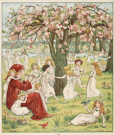 Hoe hun kinderen werden ontvoerd, uit De rattenvanger van Hamelen, uitgegeven 1888 (kleur litho) door Kate Greenaway