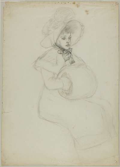 Zittend Meisje met Moffel door Kate Greenaway