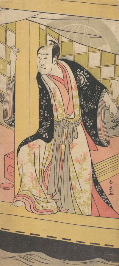 De Acteur Sawamura Sojuro 3e als een Man Staand in een Plezierboot, ca. 1790 door Katsukawa Shun