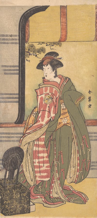 De acteur Segawa Kikunojo 3e in een vrouwelijke rol, ca. 1785 door Katsukawa Shunjo