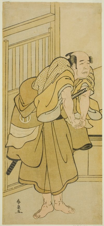 De acteur Asao Tamejuro I als dronken Gotobei in het stuk Yoshitsune Koshigoe Jo, uitgevoerd in het Ichimura Theater in de negende maand, 1790 door Katsukawa Shunsen