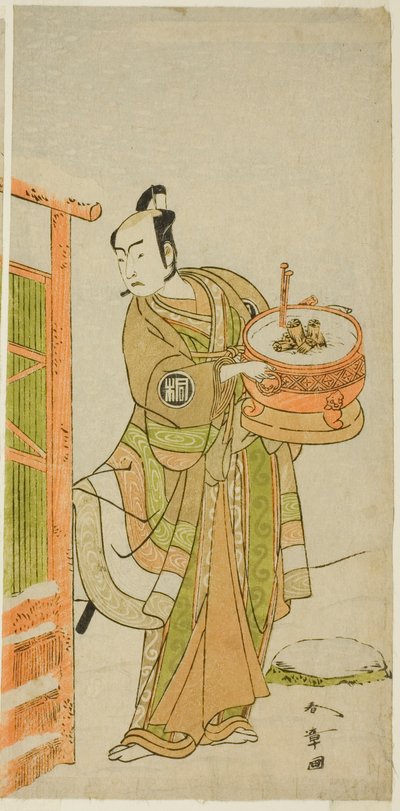 De Acteur Arashi Sangoro II als Ito Kuro Vermomd als Banta in het Toneelstuk Izu-goyomi Shibai no Ganjitsu, Opgevoerd in het Morita Theater in de Elfde Maand, 1772 door Katsukawa Shunsho