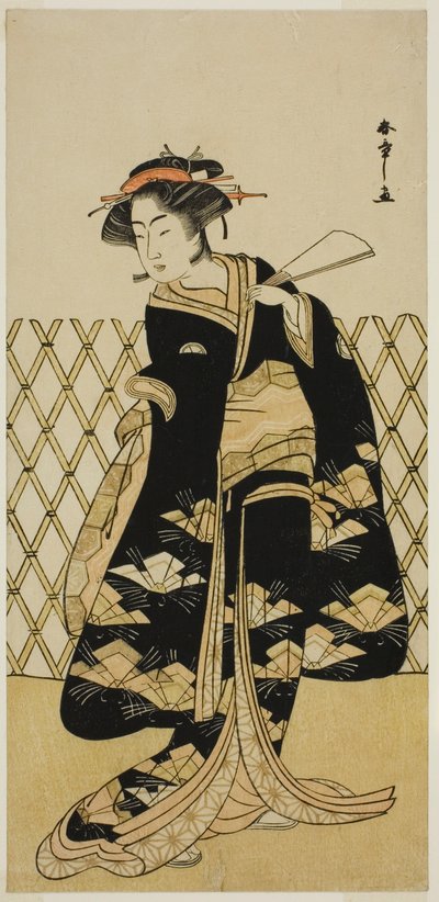 De acteur Iwai Hanshiro IV als Mitsuogiya Usukumo in het stuk Shida Choja-bashira, uitgevoerd in het Nakamura Theater in de achtste maand, 1781 door Katsukawa Shunsho