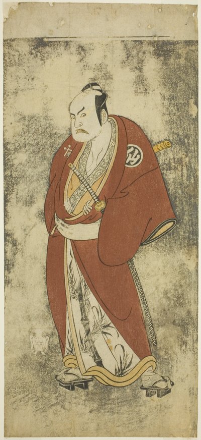 De acteur Nakamura Sukegoro II als Kaminari Shokuro in de Joruri 