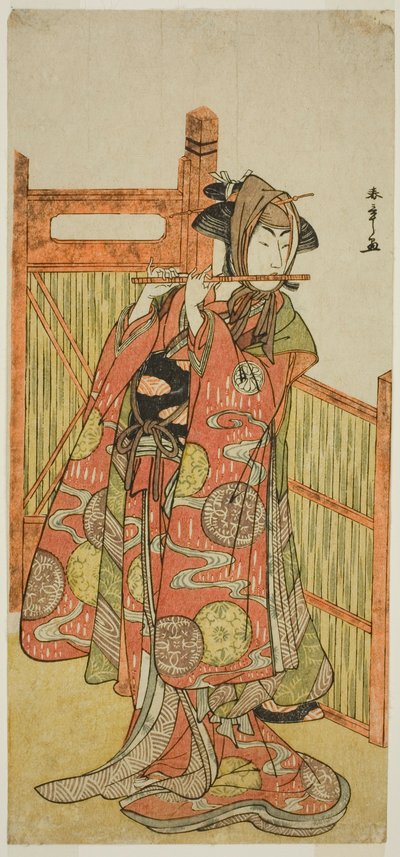 De Acteur Segawa Kikunojo III als Kojoro-gitsune vermomd als de Bloemist Okiku in het stuk Mure Takamatsu Yuki no Shirahata, Uitgevoerd in het Ichimura Theater in de elfde maand, 1780 door Katsukawa Shunsho